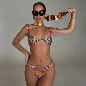 Strawberry Milk Mob Tiger Tail Bikini Size Small